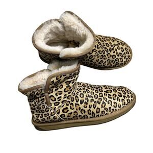 206 Collective Animal Cheetah Print Calf Hair Shearling Ankle Boots Size 11